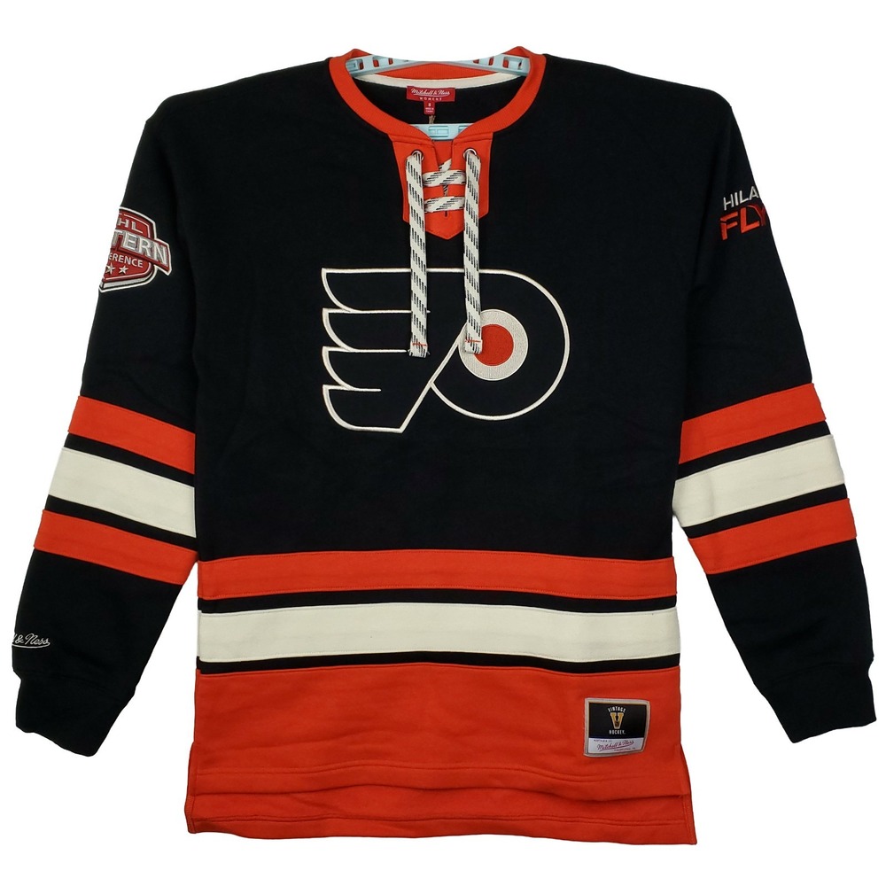 Philadelphia Flyers Mitchell & Ness NHL Womens Small Sweatshirt Black Orange NWT